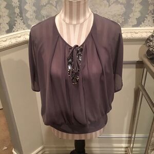 Cache Grey Open Shoulder Blouse